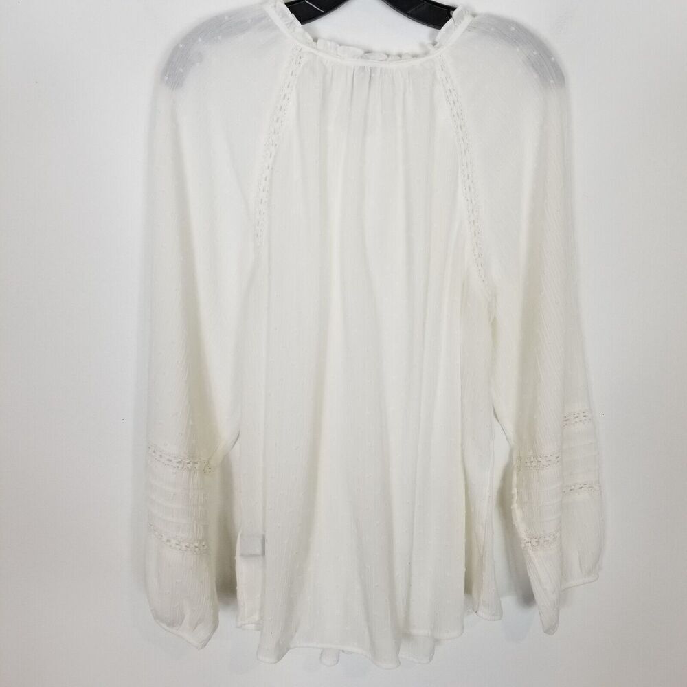 Torrid Women Plus Swiss Dot Lace Inset‎ Top Blouse Sz 2X White Cottagecore Boho - Picture 4 of 6